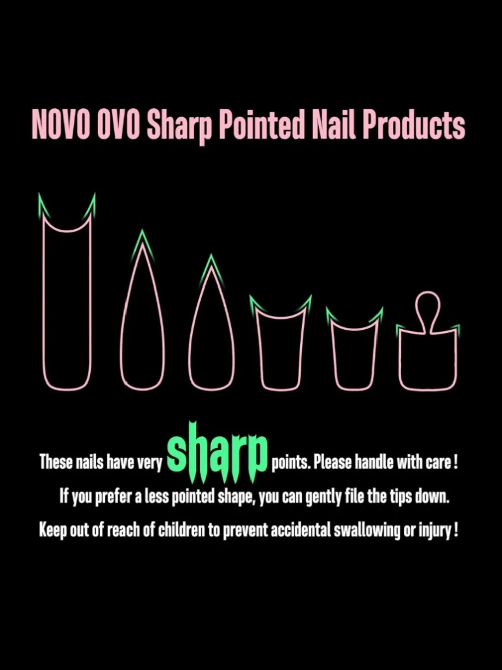 Sharp Stiletto Pointed Medium Long Press On Nails